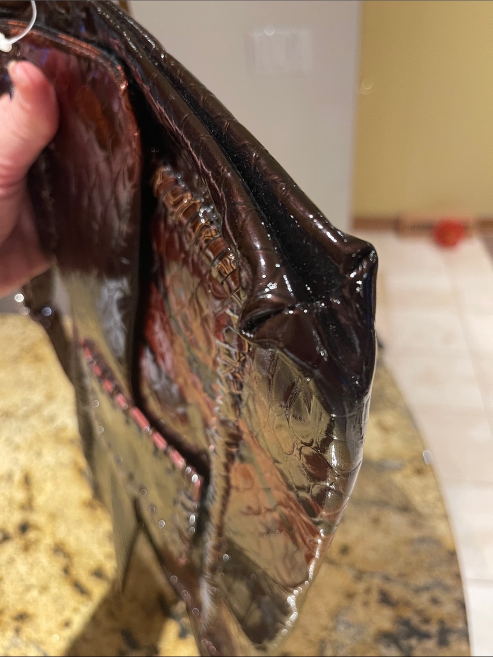 Women's Red Brown Faux-Snakeskin Shoulder Bag - Picture 6 of 7
